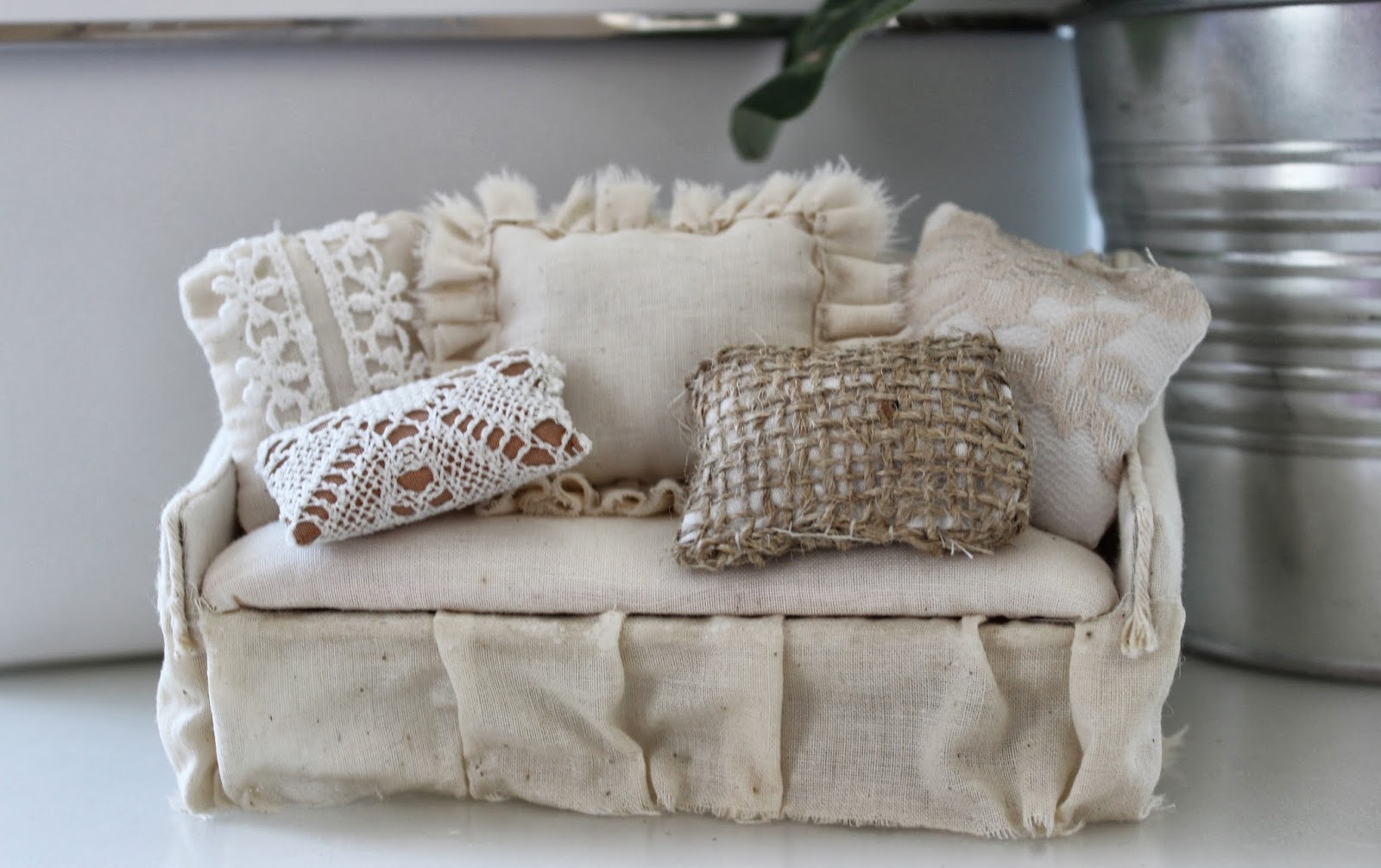 Shabby and lovely sofa doll.