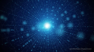 Abstract Blue Shining Magic Light Beam With Artistic Lines And Dots Particles