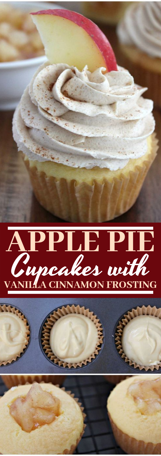 Apple Pie Cupcakes with Vanilla Cinnamon Frosting #desserts #cake