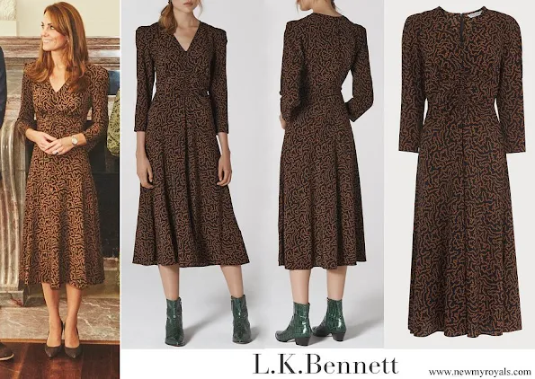 Kate Middleton wore L.K. Bennett Gabrielle Coral Print Midi Dress