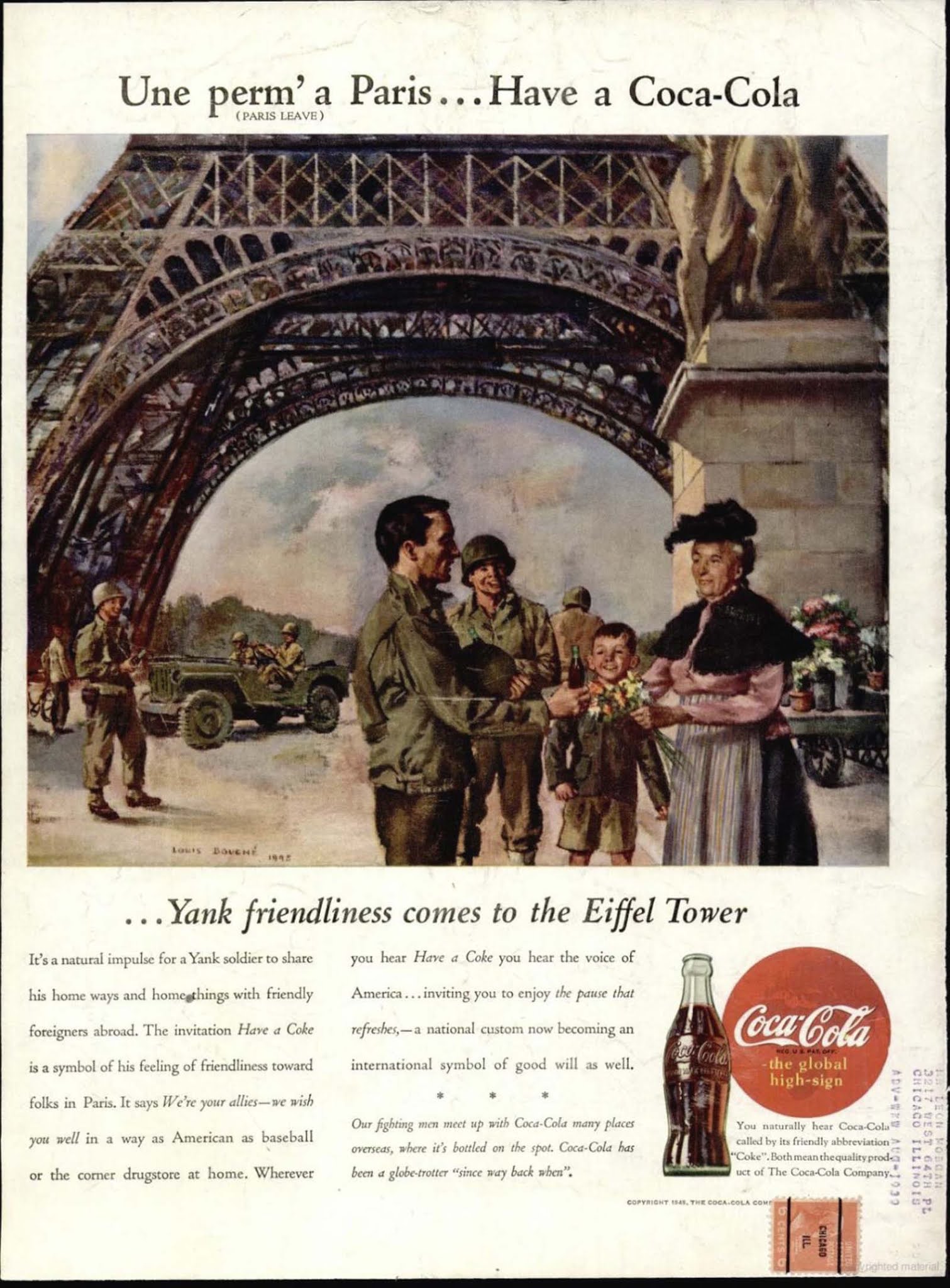 A Coca-Cola magazin hirdetése.  1945