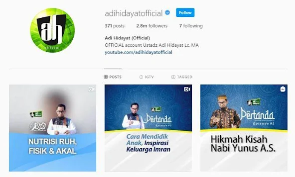 Alamat Website & Sosial Media Resmi (Official) Ustadz Adi Hidayat