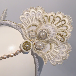 Mystic Magic, moulin rouge, nicole kidman, fashion, bridal headpiece, wedding, bridal fashion, style, fashion, couture, millinery, craft, handmade, headdress, white, designer, movie, costume, pearls, gold, lace, sparkly, fashion week,