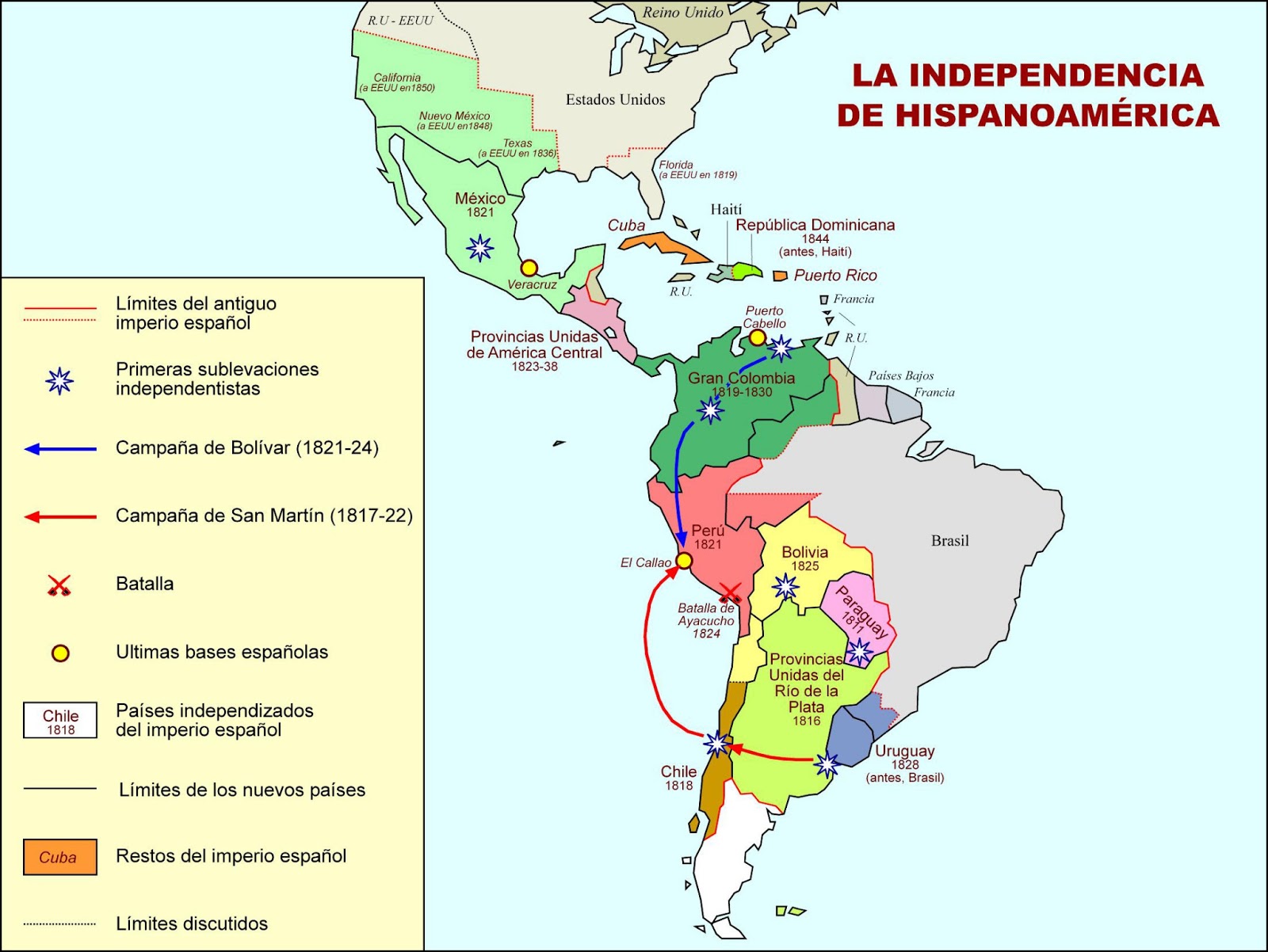 Profesor de Historia, Geografía y Arte: Independencia de Hispanoamérica ...