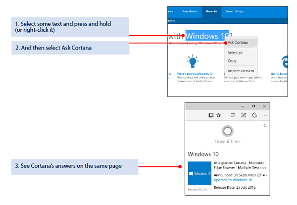 Utilizzo di Cortana con Microsoft Edge