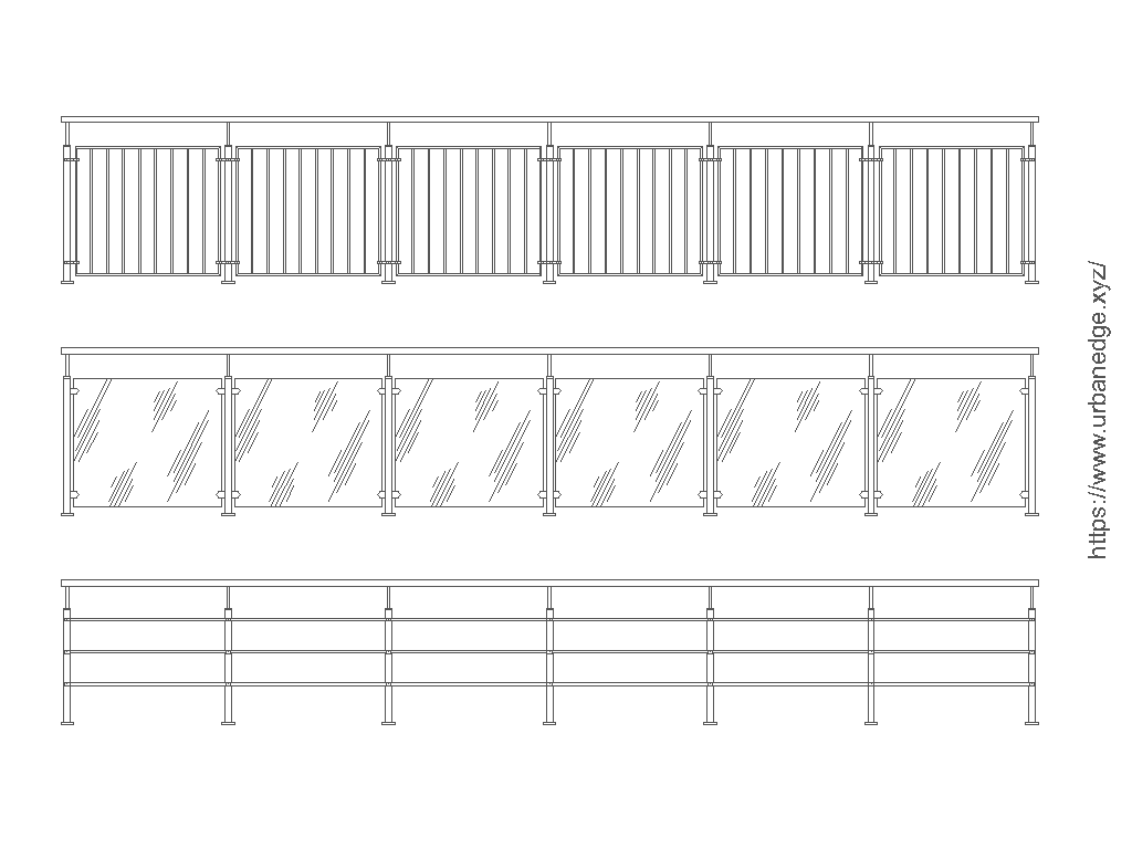 Modern Railing free cad blocks download 3 Dwg Cad Models