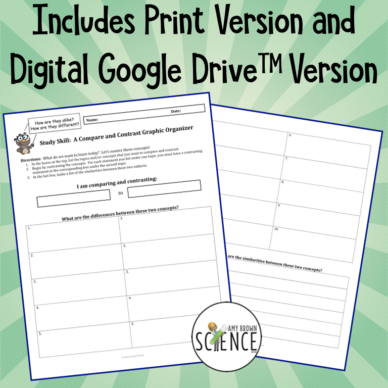 list of compare and contrast topics