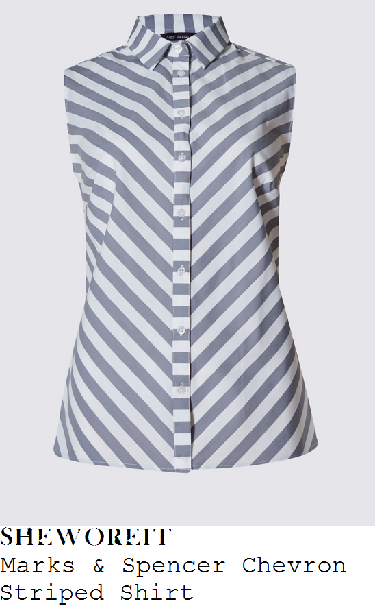 holly-willoughby-marks-and-spencer-grey-blue-and-white-chevron-stripe-print-sleeveless-shirt