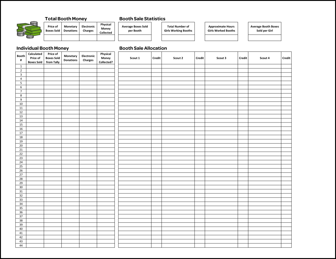 ABC Girl Scout Cookies Booth Tally Count Sheet Printable Smart Baker /  Different Prices and Blank Sheet Included 2022 (Instant Download) 