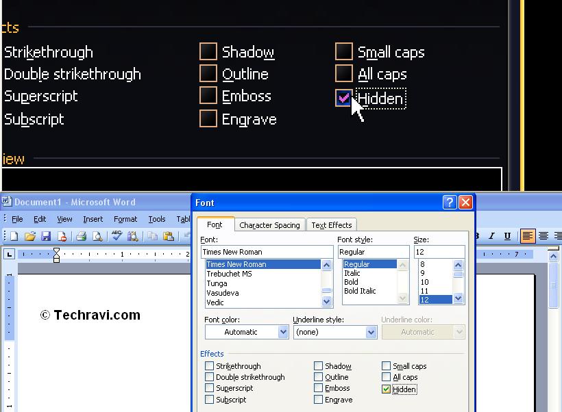 How to hide text in a document easily ~ Techravi