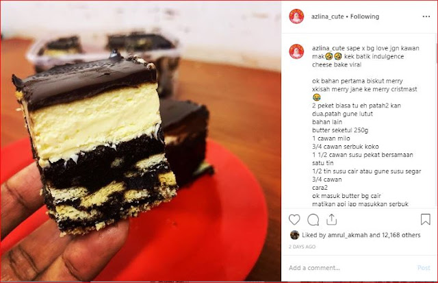Resepi Kek Batik Indulgence Cheese Bake Viral Azlina Ina 