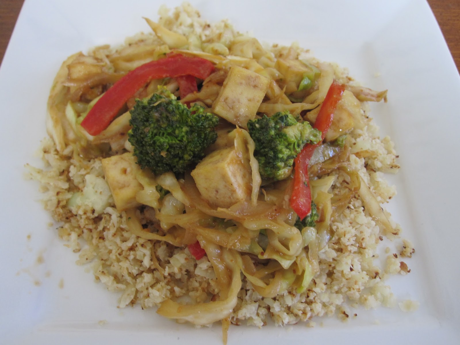 Peanut Tofu StirFry with Cauliflower Rice