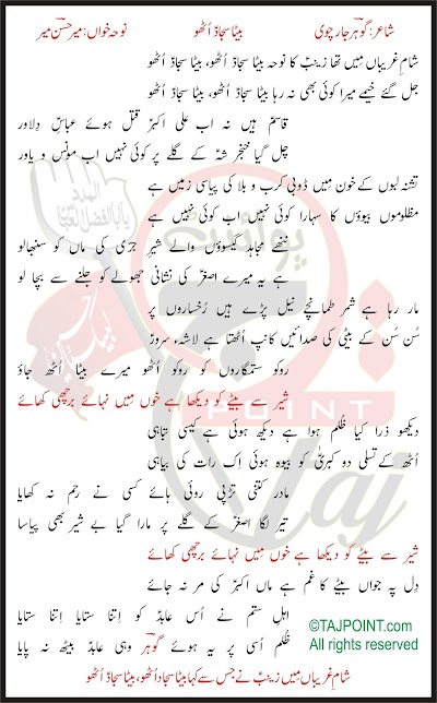 Noor Ki Anjuman Fatima Lyrics Mir Hasan Mir