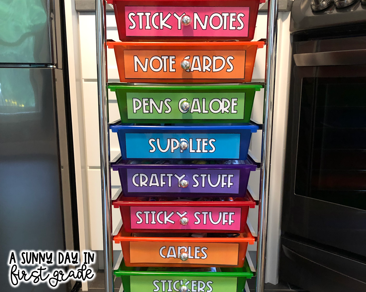 Drawer Label Freebie A Sunny Day in First Grade