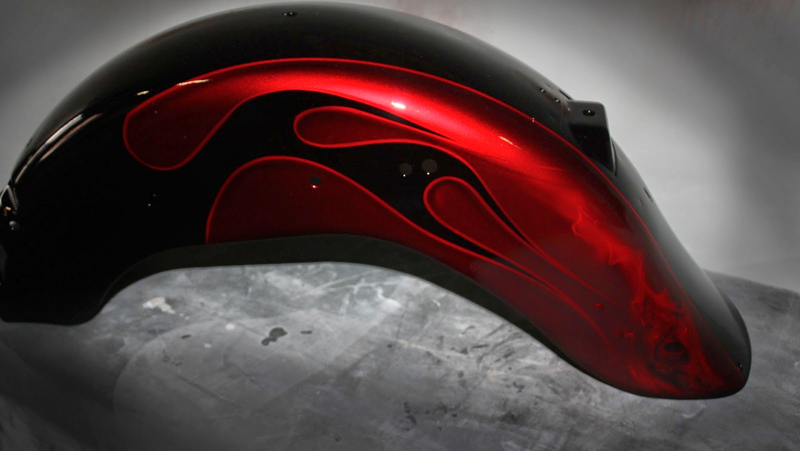 Online Motorcycle Paint Shop Candy Apple Red Black Flames and skulls