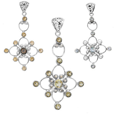 Faceted Gemstone Sterling Silver Pendant Faceted Gemstone Sterling Silver Pendant