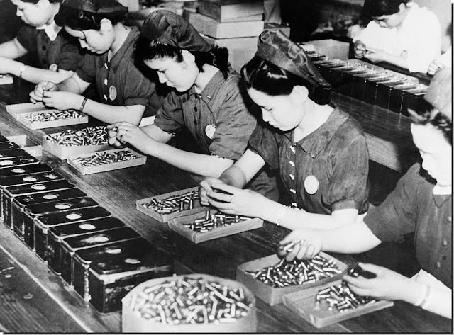 Japanese women in a ammunition factory in Japan in 1941