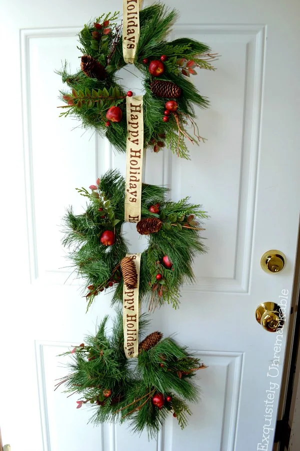 Triple Wreath On Front Door