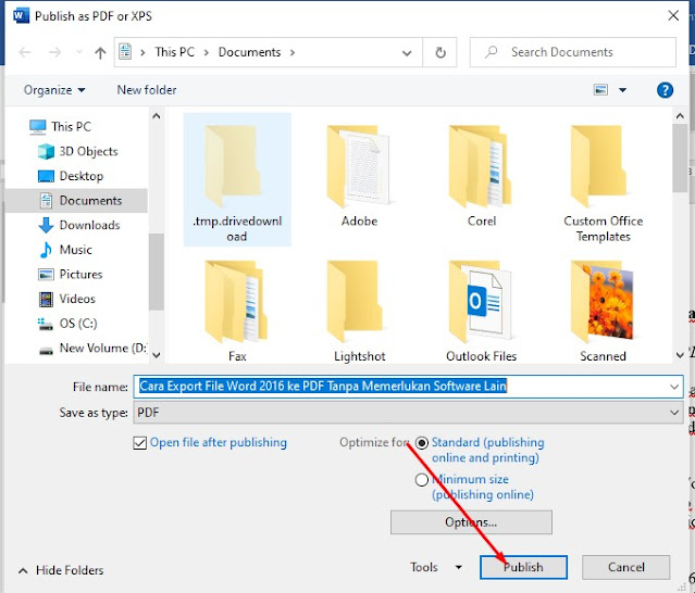 Cara Export File Microsoft Word ke PDF Dengan Microsoft Word 2016