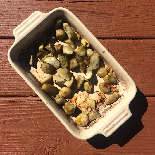 And so it goes (French Fridays with Dorie: Roasted Jerusalem Artochokes with Garlic)