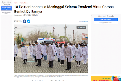 Kabar Duka, 18 Orang Dokter Meninggal Karena Corona Indonesia