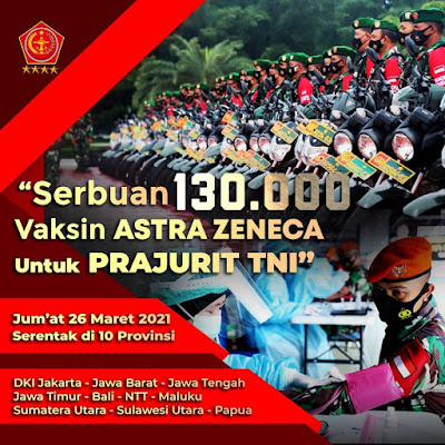 Panglima TNI Menerima 130.000 Vaksin AstraZeneca dari Menteri Kesehatan Untuk Prajurit TNI