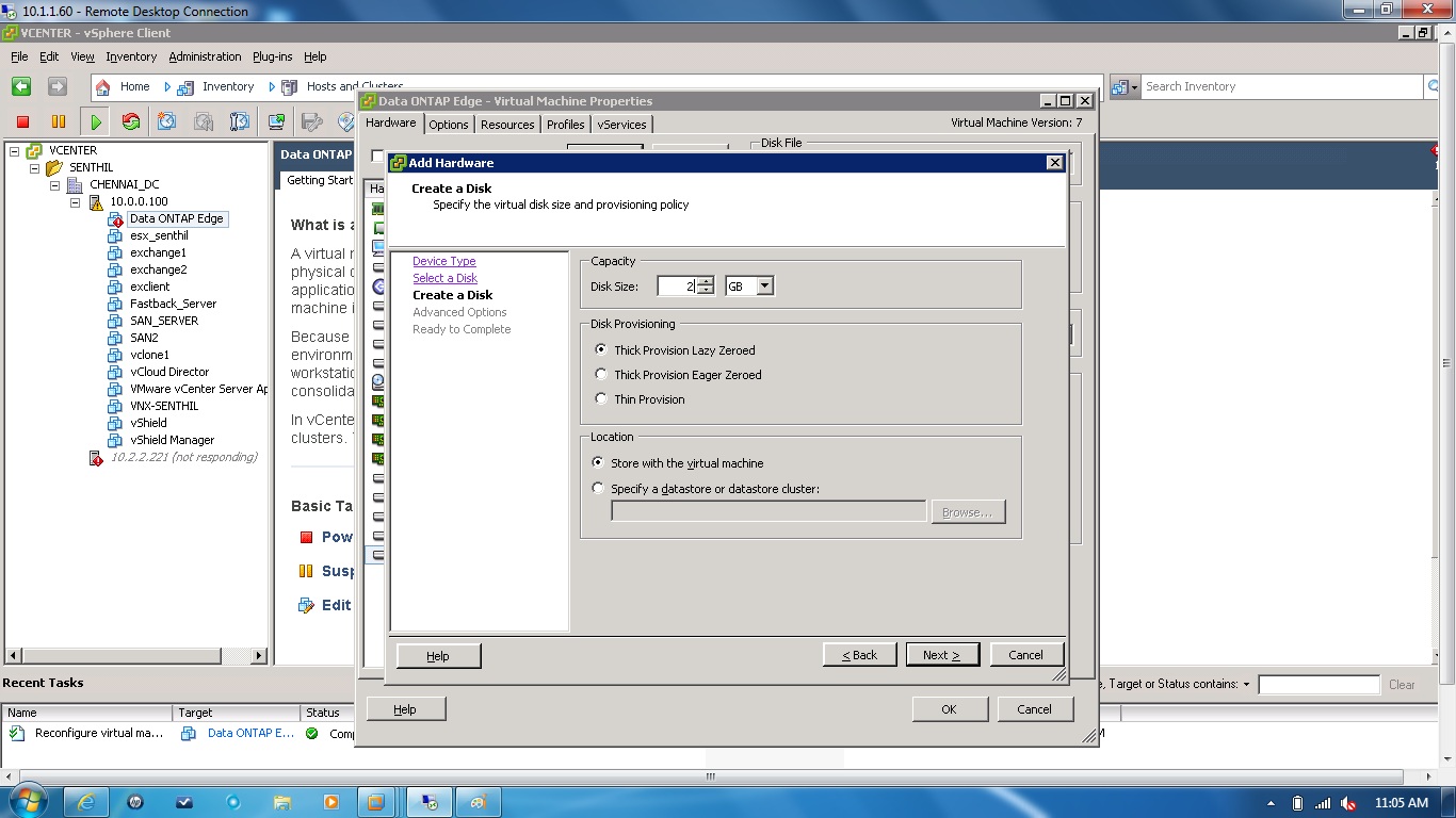 Remote Infrastructure Management NetApp ONTAP Edge Deployment on ESXi5