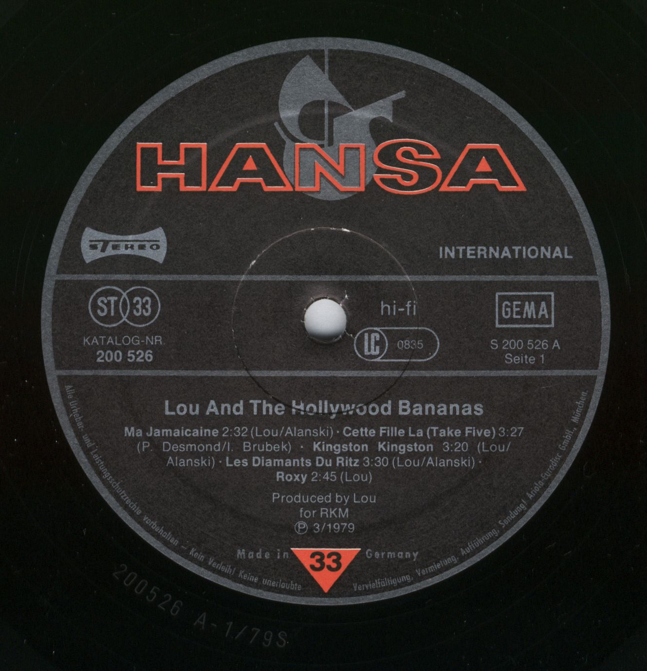 Lou And The Hollywood Bananas 1979 Kingston, Kingston