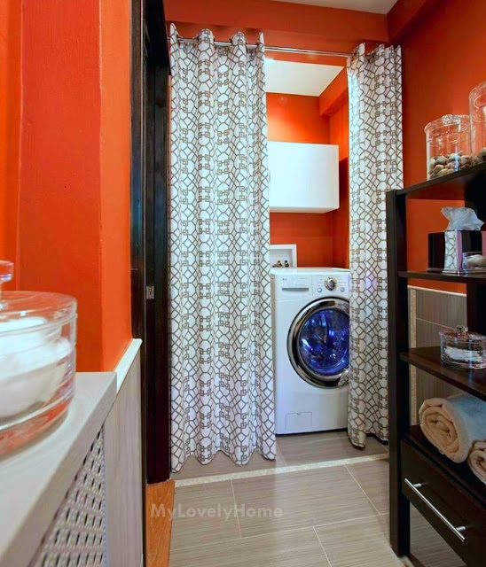 Hide Washer and Dryer with Curtain Washing Machine Placement Ideas