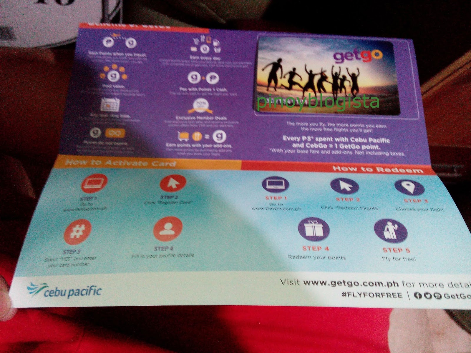 handwritten stitches Cebu Pacific's GetGo card, and Taiwan travel fair.