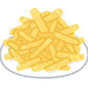 お皿に盛られたフライドポテトのイラスト