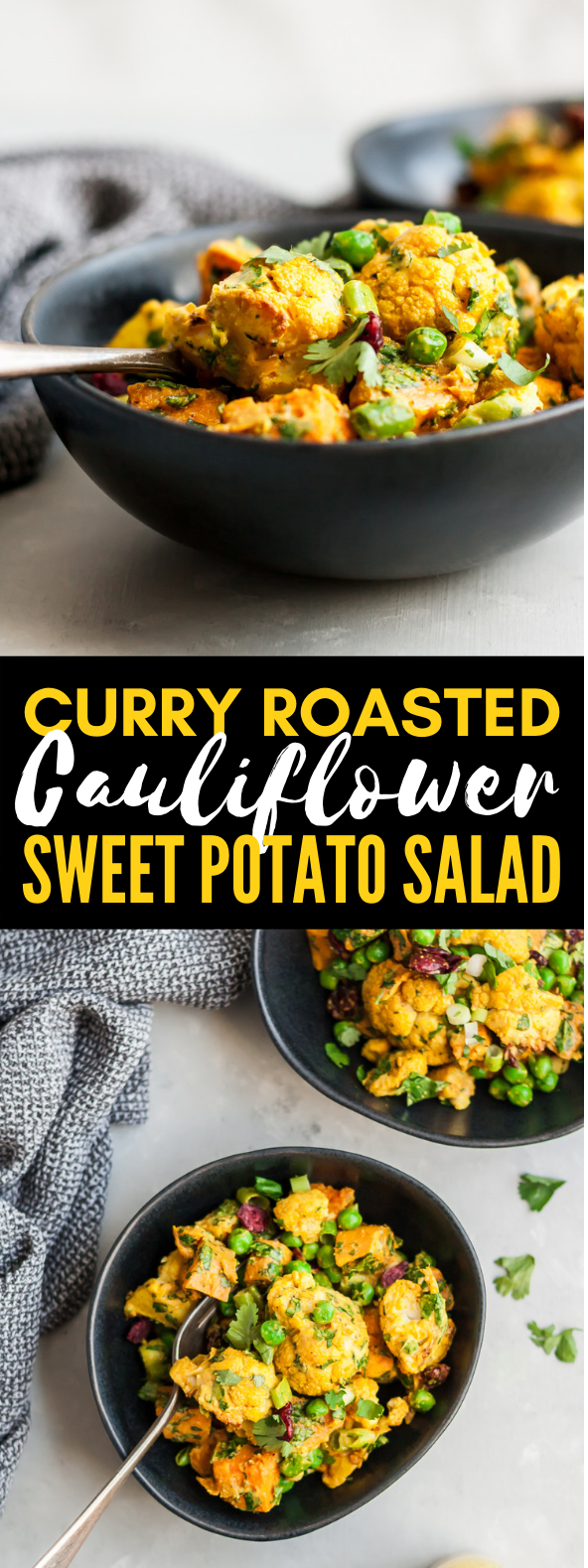 Curry Roasted Cauliflower Sweet Potato Salad (whole30, vegan & gluten free) #vegetarian #veggies #healthy #lunch #salad