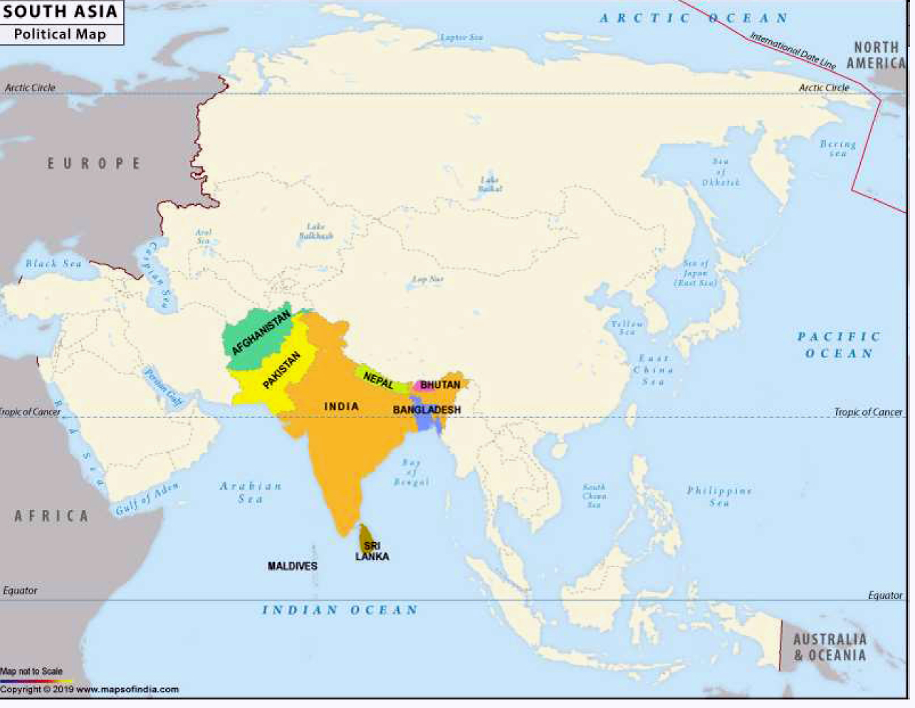 Америка не является частью азии. Южная Азия Азия карта. Южная Азия Индия.