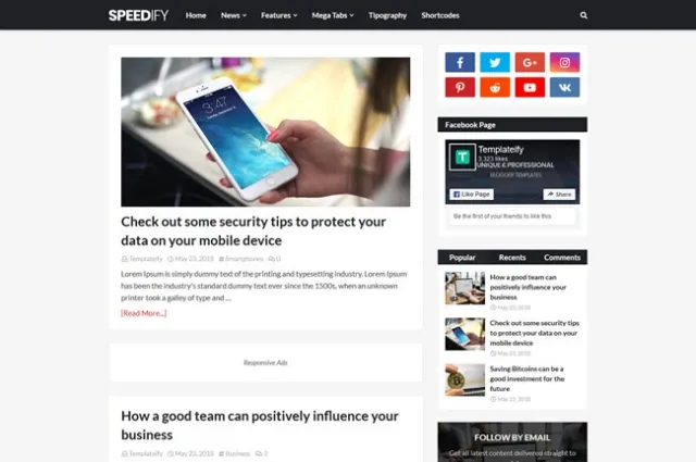 Speedify Blogger Template Premium Free Download
