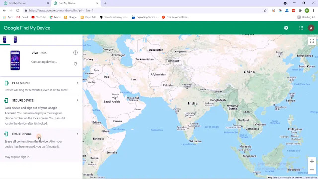 Click on Erase device to reset your vivo phone how to hard reset vivo phone