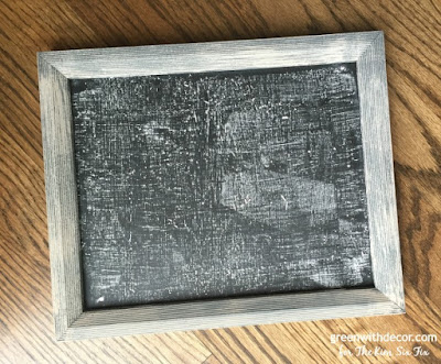 Give an old frame a distressed look, turn an old thrift store frame into a chalkboard with some chalkboard paint. A fun DIY project. 