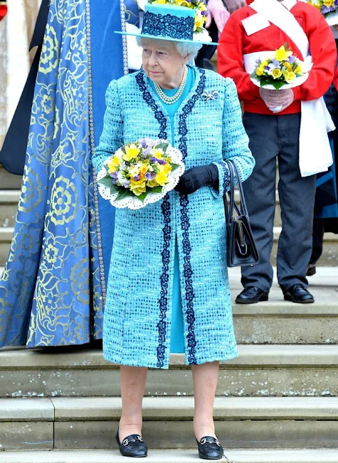 Queen Elizabeth II and Prince Philip, Duke Of Edinburgh attend the traditional Royal Maundy Service at Windsor Castle