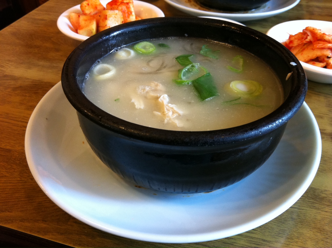 Korean Chicken Noodle Soup with tear-inducing garlic