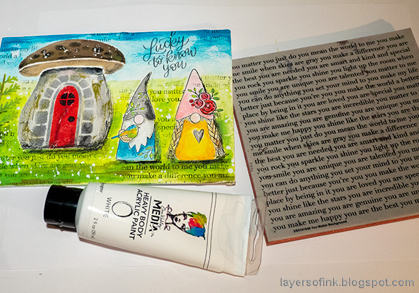 Layers of ink - Gnome Home Mixed Media Canvas Tutorial by Anna-Karin Evaldsson.