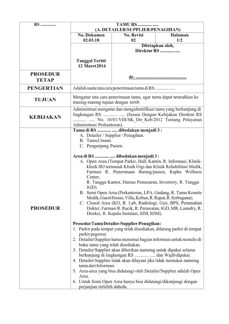 Contoh Form SPO PENERIMAAN DETAILER SUPPLIER PENAGIHAN ~ Akreditasi JCI