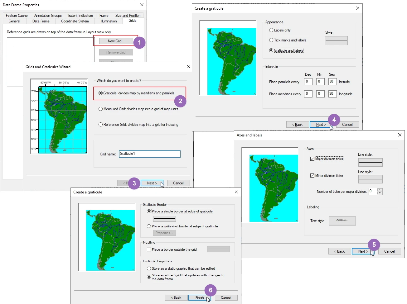 Membuat dua sistem grid di layout dengan koordinat geografis dan UTM pada ArcGIS