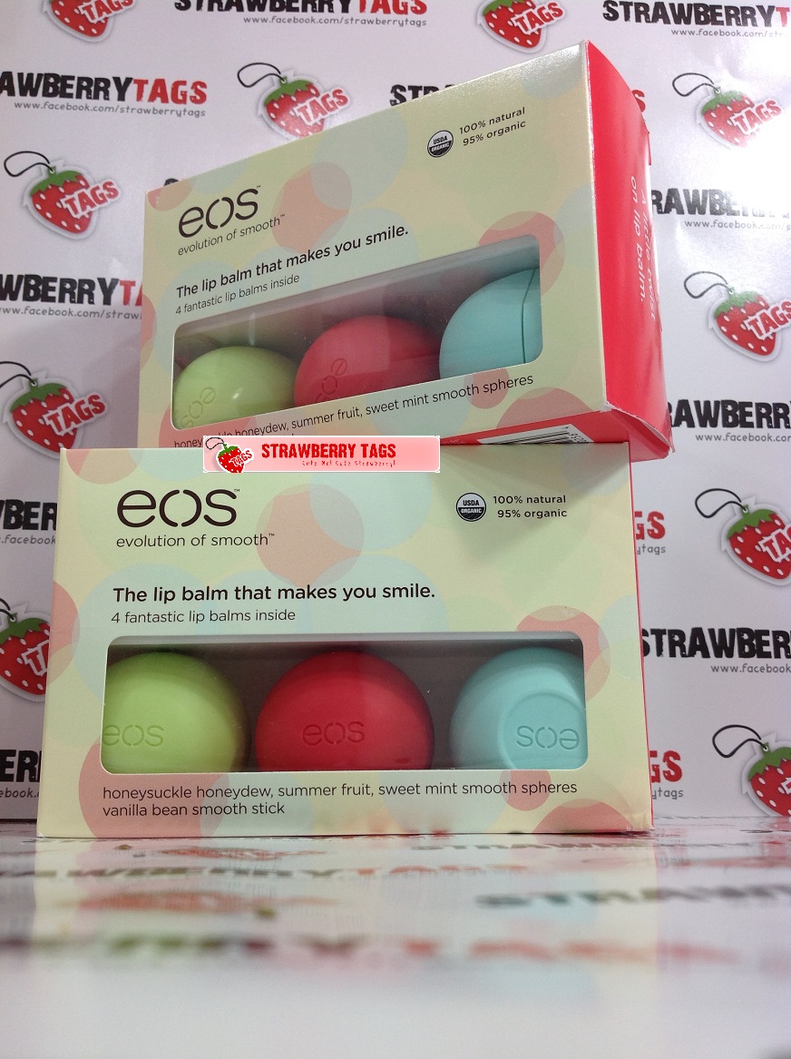 StrawBerry TaGs EOS Smooth Organic Lip Balm 4 Flavor Multipack