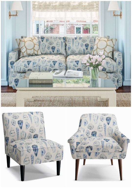 Shell Pattern Fabric Upholstered Chairs Sofa Furniture