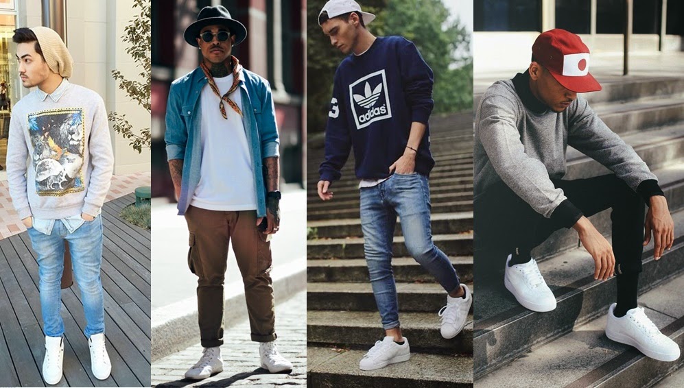 tenis branco look masculino