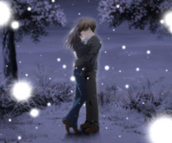 couple anime romantic kissing couples kiss collection cute snow wallpapers sweet