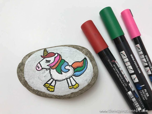 rock painting ideas - rainbow unicorn