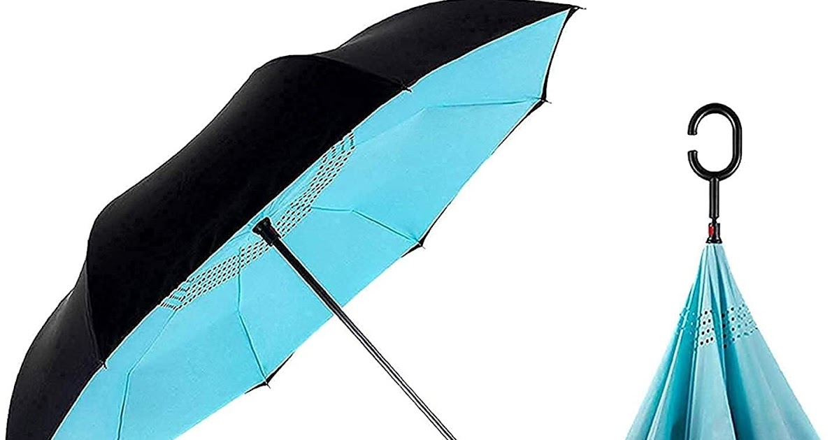 Reverse Inverted Windproof Upside Down Umbrellas with CShaped Handle