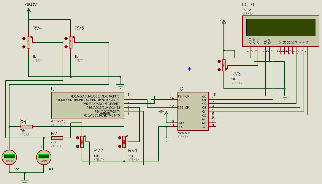 MrПоделкинЦ Blog: Двух канальный вольтметр на Attiny13 и 74CH595