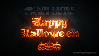 3d Gold Orange Happy Halloween Text And Quote Wish With Halloween Pumpkin Dark Background