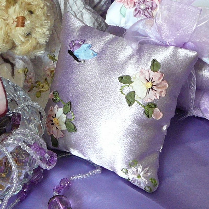 Silk Ribbon Embroidery Free Design Pansies Potpourri Pillows